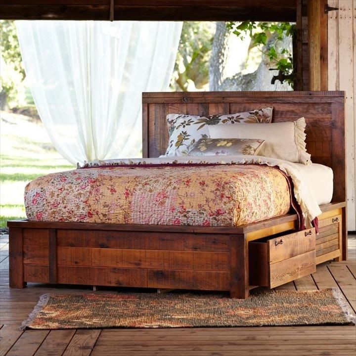 Деревянный каркас для двуспальной кровати